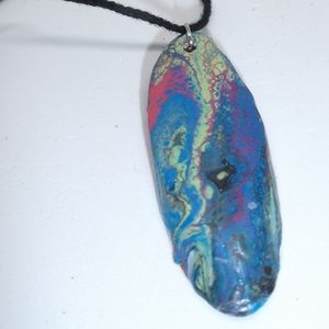 Blue Abstract Driftwood Necklace